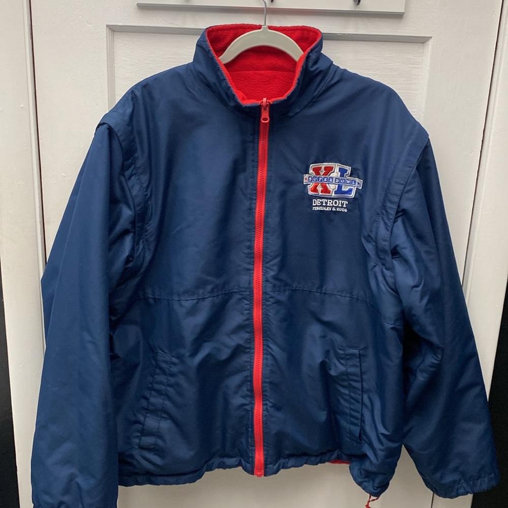 Super Bowl 40 Detroit Reservable Blue & Red Jacket